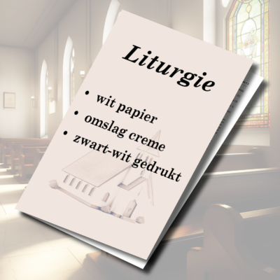 Liturgie A5 wit papier omslag crème papier gedrukt in zwart-wit